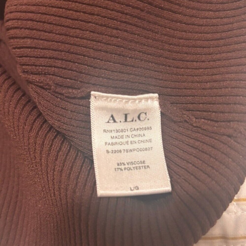 A.L.C. Alc Women's Brown "Annabelle" Ribbed Knit Long Sleeve Cutout Top L $375 - Picture 8 of 9